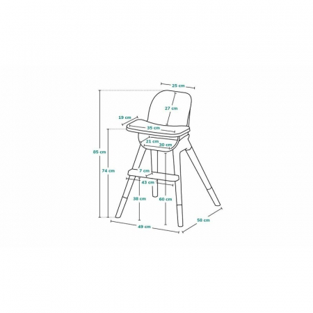 Scaun de masa, Lionelo, Koen, Din fag, 2 in 1, Transformabil, Sustine 30 kg, 6 luni+, Conform cu standardul european de securitate EN14988, Gri [14]