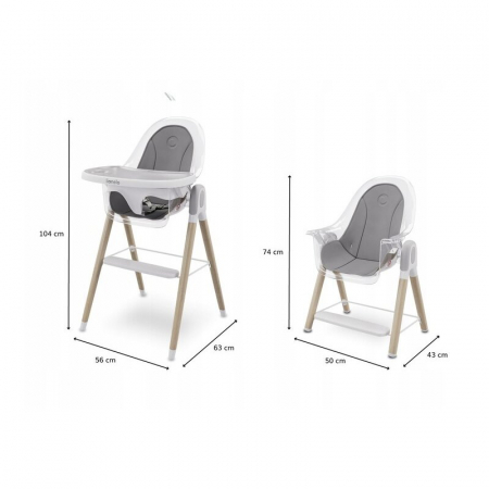 Scaun de masa, Lionelo, Maya, 2 in 1, Transformabil, 3 pozitii de inclinare, Conform cu standardele europeane de securitate EN14988, EN12790, White [9]