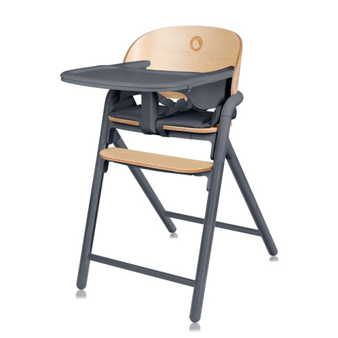 Mobilier si Lenjerie - Scaun de masa multifunctional Celia, Lionelo, Din lemn de fag, 6 luni- adult, Reglabil pe inaltime, Spatar lat, Sezut ergonomic, Tavita silicon, Suport de picioare reglabil, Greutate maxima 90 Kg, Gri