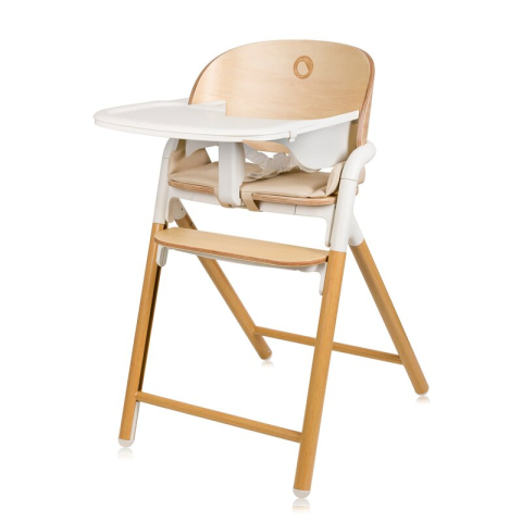 Mobilier si Lenjerie - Scaun de masa multifunctional Celia, Lionelo, Din lemn de fag, 6 luni- adult, Reglabil pe inaltime, Spatar lat, Sezut ergonomic, Tavita silicon, Suport de picioare reglabil, Greutate maxima 90 Kg, Alb
