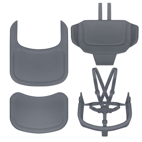 Scaun de masa multifunctional Celia, Lionelo, Din lemn de fag, 6 luni- adult, Reglabil pe inaltime, Spatar lat, Sezut ergonomic, Tavita silicon, Suport de picioare reglabil, Greutate maxima 90 Kg, Gri [17]