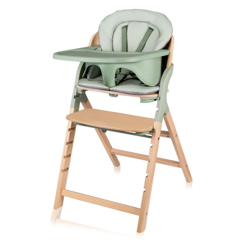 Mobilier si Lenjerie - Scaun de masa multifunctional Megan, Lionelo, Din lemn de fag, 6 luni- adult, Reglabil pe inaltime, Husa impermeabila, Tavita silicon, Suport de picioare reglabil, Greutate maxima 110 Kg, Verde