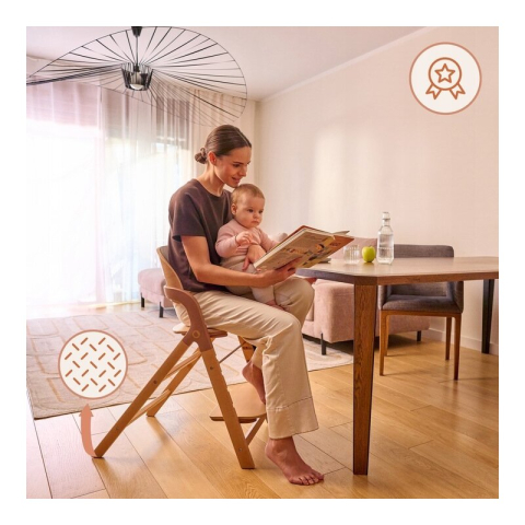 Scaun de masa multifunctional Megan, Lionelo, Din lemn de fag, 6 luni- adult, Reglabil pe inaltime, Husa impermeabila, Tavita silicon, Suport de picioare reglabil, Greutate maxima 110 Kg, Alb/Natur [9]