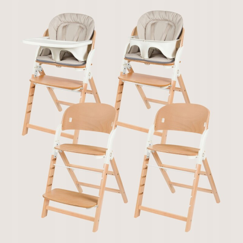 Scaun de masa multifunctional Megan, Lionelo, Din lemn de fag, 6 luni- adult, Reglabil pe inaltime, Husa impermeabila, Tavita silicon, Suport de picioare reglabil, Greutate maxima 110 Kg, Alb/Natur [2]