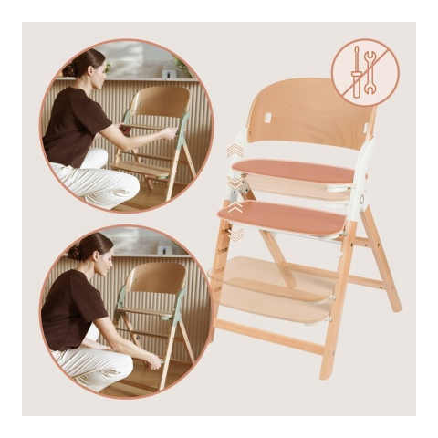 Scaun de masa multifunctional Megan, Lionelo, Din lemn de fag, 6 luni- adult, Reglabil pe inaltime, Husa impermeabila, Tavita silicon, Suport de picioare reglabil, Greutate maxima 110 Kg, Alb/Natur [5]