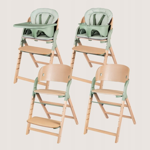 Scaun de masa multifunctional Megan, Lionelo, Din lemn de fag, 6 luni- adult, Reglabil pe inaltime, Husa impermeabila, Tavita silicon, Suport de picioare reglabil, Greutate maxima 110 Kg, Verde [20]