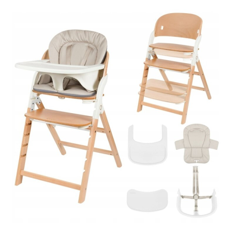 Mobilier si Lenjerie - Scaun de masa multifunctional Megan, Lionelo, Din lemn de fag, 6 luni- adult, Reglabil pe inaltime, Husa impermeabila, Tavita silicon, Suport de picioare reglabil, Greutate maxima 110 Kg, Alb/Natur
