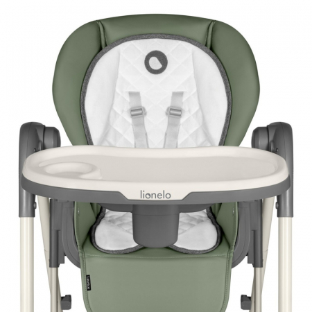 Scaun de masa si balansoar, Lionelo, Laurice, 2 in 1, Transformabil, Multifunctional, Inaltime si spatar reglabile, Cu melodii de leagan, 0 luni+, Conform cu standardele europene de securitate EN 1498 [32]