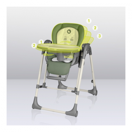 Scaun de masa si balansoar, Lionelo, Laurice, 2 in 1, Transformabil, Multifunctional, Inaltime si spatar reglabile, Cu melodii de leagan, 0 luni+, Conform cu standardele europene de securitate EN 1498 [15]