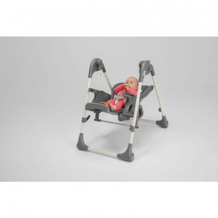 Scaun de masa si balansoar, Lionelo, Laurice, 2 in 1, Transformabil, Multifunctional, Inaltime si spatar reglabile, Cu melodii de leagan, 0 luni+, Conform cu standardele europene de securitate EN 1498 [7]