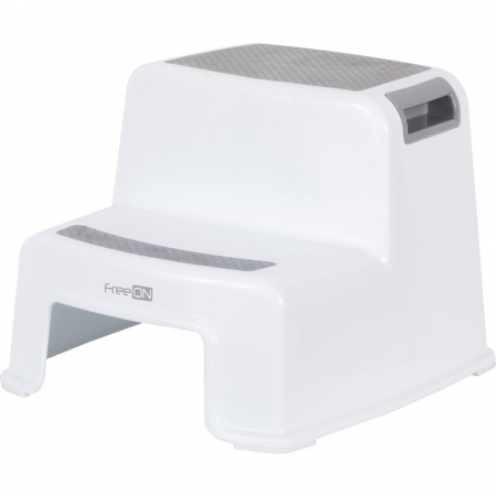 Baie si Igiena - Scaunel Inaltator, FreeON, Pentru WC, In Doua Trepte, Suprafata antiderapanta, White & Grey