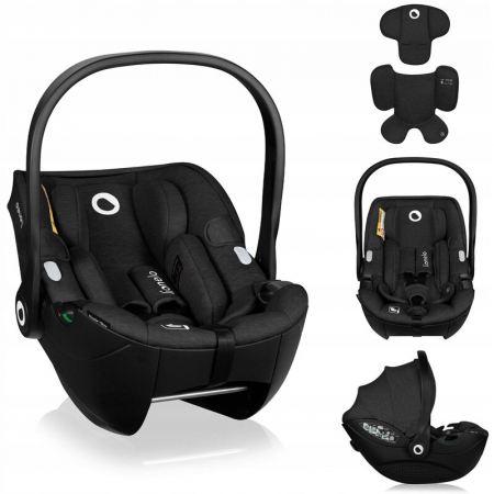 Scoica auto, Lionelo, Moxie, i-Size, 40-87 cm, Tetiera reglabila, intarita cu spuma de memorie, Carcasa ventilata, Din bambus, Protectie avansata, Conform cu R129, Negru [4]