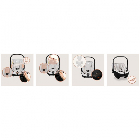 Scoica auto, Lionelo, Moxie, i-Size, Include baza rotativa 360 cu picior de fixare, 40-87 cm, Tetiera reglabila, intarita cu spuma de memorie, Carcasa ventilata, Din bambus, Protectie avansata, Confor [30]