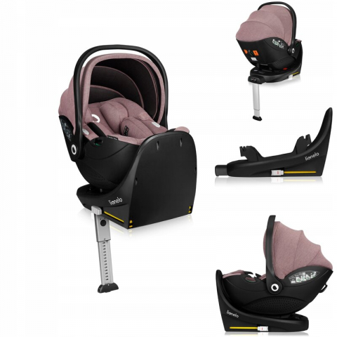Transport si Relaxare - Scoica auto, Lionelo, Moxie, i-Size, Include baza rotativa 360 cu picior de fixare, 40-87 cm, Tetiera reglabila, intarita cu spuma de memorie, Carcasa ventilata, Din bambus, Protectie avansata, Confor