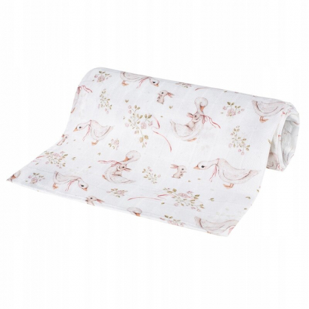 Baie si Igiena - Scutec din bambus, Bocioland, Goose, Material certificat Oeko Tex Standard 100, Dimensiune mare, 75x75 cm, Multicolor