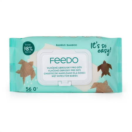 Baie si Igiena - Servetele umede, Feedo, Biodegradabile, Bambus, Fara alcool, parfum sau alte substante chimice, Hipoalergenice, 0 luni+