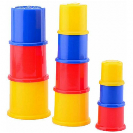 Jucarii si Jocuri - Set 10 cupe pentru stivuit, Happy World, Jucarie educativa pentru copii, Multicolor