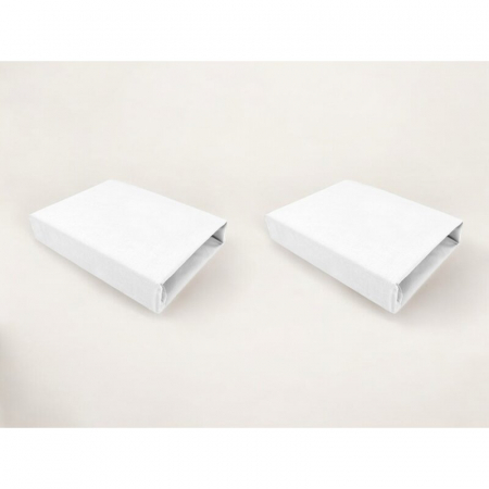 Set 2 cearceafuri cu elastic, Qmini, Pentru patut leagan sau patut co-sleeper, 90x50 cm, Din bumbac, Material certificat Oeko Tex Standard 100, White [1]