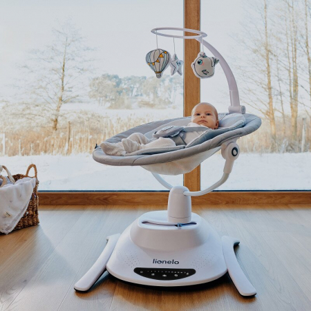 Set 2 in 1, Balansoar si landou, Lionelo, Bella, Rotative 360, Ecran tactil si telecomanda, Electric, Scaun reglabil, 6 miscari unice, 5 viteze, Cu melodii, Gri [19]