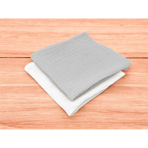 Set 2 museline, Qmini, Multifunctionale, Din material certificat Oeko Tex Standard 100, 30x30 cm, Grey si Cream [2]