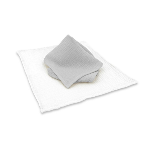 Set 2 museline, Qmini, Multifunctionale, Din material certificat Oeko Tex Standard 100, 30x30 cm, Grey si Cream [1]