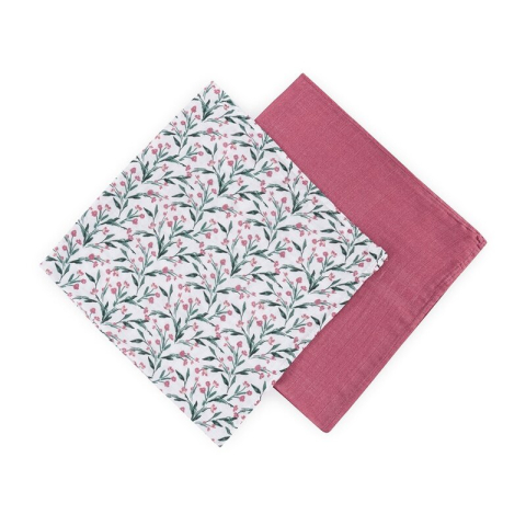 Set 2 scutece, Petite&Mars, Misty, Din muselina de bambus, Hipoalergenice, Dimensiuni mari, 120 x 120 cm, Certificate Oeko Tex Standard 100, Pink Meadow [1]
