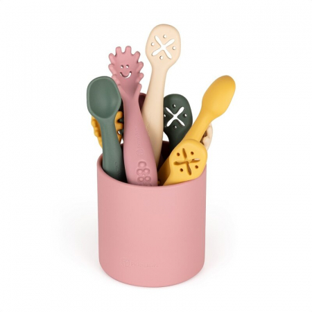 Set 3 lingurite, Petite&Mars, Diverse forme, Pentru supa, paste, alimente usoare, Dezvolta simturile si abilitatile senzoriale, Silicon, Fara BPA, 6 luni+, Verde [1]