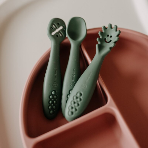 Set 3 lingurite, Petite&Mars, Take&Match, Din silicon, Diverse forme, Pentru supa, paste, alimente usoare, Dezvolta simturile si abilitatile senzoriale, Adecvate pentru masina de spalat vase, Fara BPA [5]