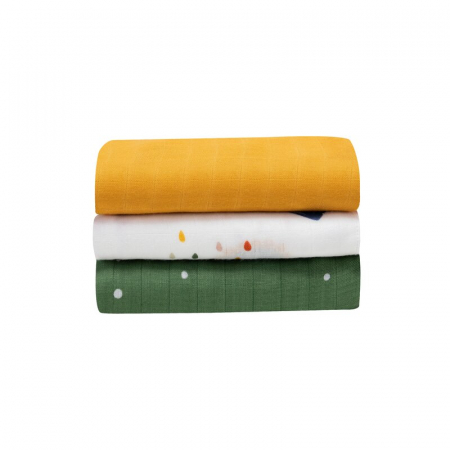 Set 3 museline, Lionelo, Bamboo, Multifunctionale, Din Bambus, 70x70 cm, Dino [5]