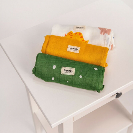 Set 3 museline, Lionelo, Bamboo, Multifunctionale, Din Bambus, 70x70 cm, Dino [10]