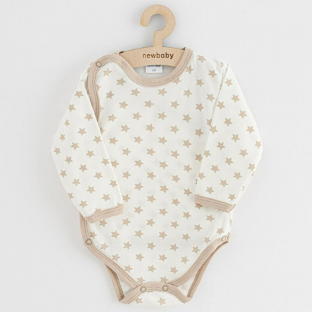 Set 3 piese, New Baby, Classic II, Include 3 body-uri cu maneca lunga, Marime 62, Din bumbac 100%, Beige [1]