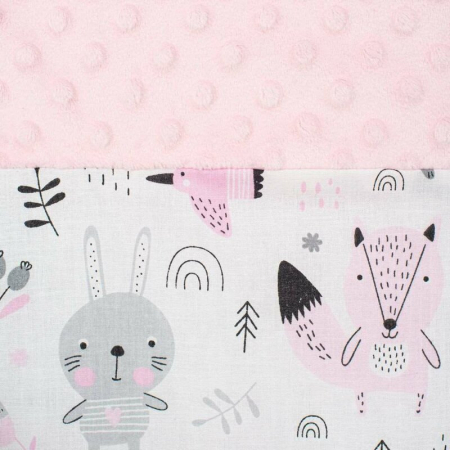 Set 3 piese, New Baby, Luxury, Baby Nest cu doua fete, Cu paturica si pernuta in forma de inima, Minky Bears Pink [5]