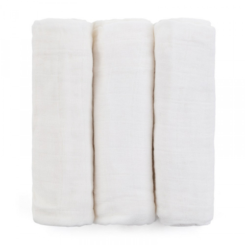 Baie si Igiena - Set 3 scutece, Feedo, Din muselina, Multifunctionale, Din bumbac certificat Oeko-Tex Standard 100, 68x68 cm, 0 luni+, Alb