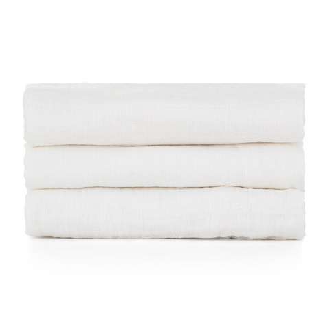 Set 3 scutece, Feedo, Din muselina, Multifunctionale, Din bumbac certificat Oeko-Tex Standard 100, 68x68 cm, 0 luni+, Alb [4]