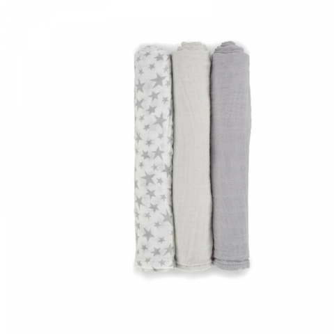 Set 3 scutece, Jane, Din muselina de bambus, Hipoalergenice, 80 x 80 cm, Star [2]