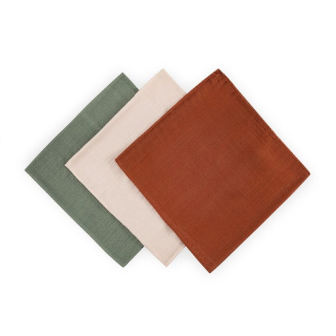 Set 3 scutece, Petite&Mars, Moussy, Din muselina de bambus, Hipoalergenice, 68 x 68 cm, Certificate Oeko Tex Standard 100, Earth Tones [1]
