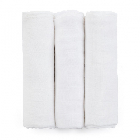 Set 3 scutece, Petite&Mars, Moussy Total White, Din muselina de bambus, Hipoalergenice, 68 x 68 cm, Certificate Oeko Tex Standard 100, Alb [2]