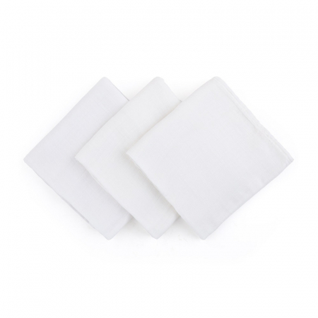 Baie si Igiena - Set 3 scutece, Petite&Mars, Moussy Total White, Din muselina de bambus, Hipoalergenice, 68 x 68 cm, Certificate Oeko Tex Standard 100, Alb