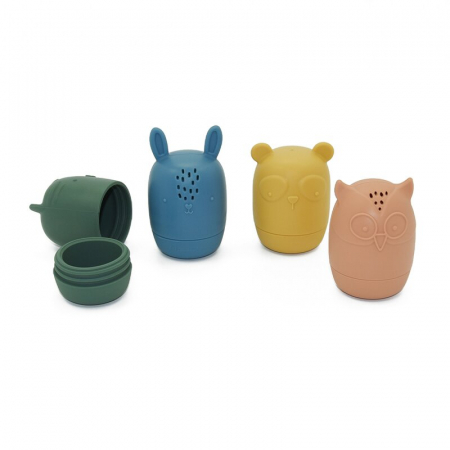 Set 4 jucarii de baie, Petite&Mars, Amigos, Din silicon, Fara BPA, 6 luni+, Multicolor [7]