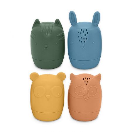 Set 4 jucarii de baie, Petite&Mars, Amigos, Din silicon, Fara BPA, 6 luni+, Multicolor [1]