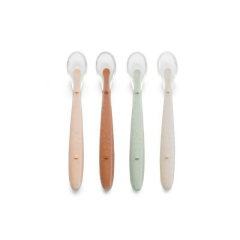 Alaptare si Hranire - Set 4 lingurite, Jane, Din silicon, 1.2 x 1.5 x 14.7 cm, BPA Free, Sunset