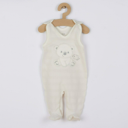 Set 4 piese, New Baby, Include bluza, body cu maneca lunga, salopeta fara maneci, caciulita, Marime 56, Din bumbac 100%, Sweet Bear Beige [3]