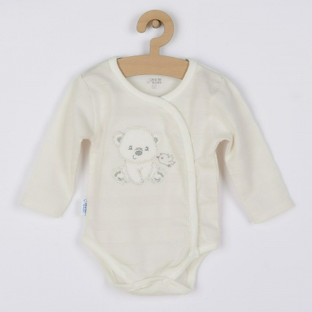 Set 4 piese, New Baby, Include bluza, body cu maneca lunga, salopeta fara maneci, caciulita, Marime 56, Din bumbac 100%, Sweet Bear Beige [5]