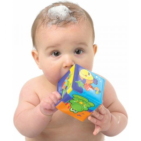 Set 6 cuburi noi pentru baie, Playgro, Cu animalute marine, Dimesiune 7.5 cm fiecare cub, Soft blockes for bath [1]