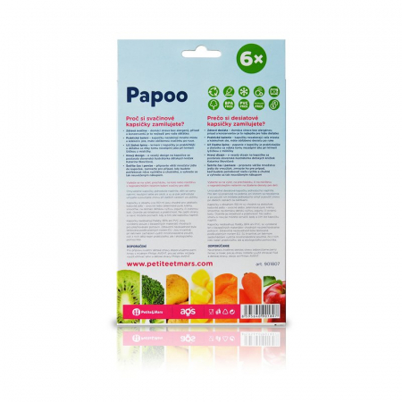 Set 6 pungi reutilizabile, Petite&Mars, Pentru hranire, Cu elefantei, Inchidere ermetica, 20x10 cm, 150 ml, Papoo Albastru [5]