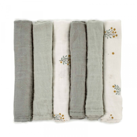 Set 6 scutece, Jane, Din muselina de bambus, Hipoalergenice, 35 x 35 cm, Botanic [1]