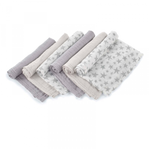 Baie si Igiena - Set 6 scutece, Jane, Din muselina de bambus, Hipoalergenice, 35 x 35 cm, Star