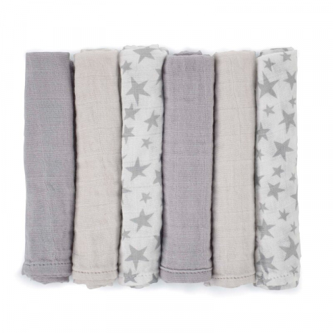 Set 6 scutece, Jane, Din muselina de bambus, Hipoalergenice, 35 x 35 cm, Star [1]