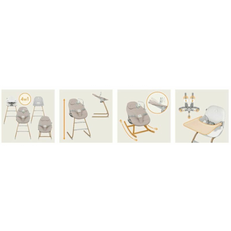 Set balansoar si scaun de masa, Lionelo, Dalia, Scaun cu 2 suporturi pentru picioare, Cu tavita, Balansoar 4 in 1 cu inaltime reglabia si bara cu jucarii, Conform cu EN14988, EN1888-1 EN1888-2, EN1466 [49]