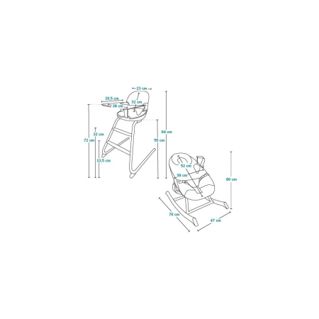 Set balansoar si scaun de masa, Lionelo, Dalia, Scaun cu 2 suporturi pentru picioare, Cu tavita, Balansoar 4 in 1 cu inaltime reglabia si bara cu jucarii, Conform cu EN14988, EN1888-1 EN1888-2, EN1466 [48]